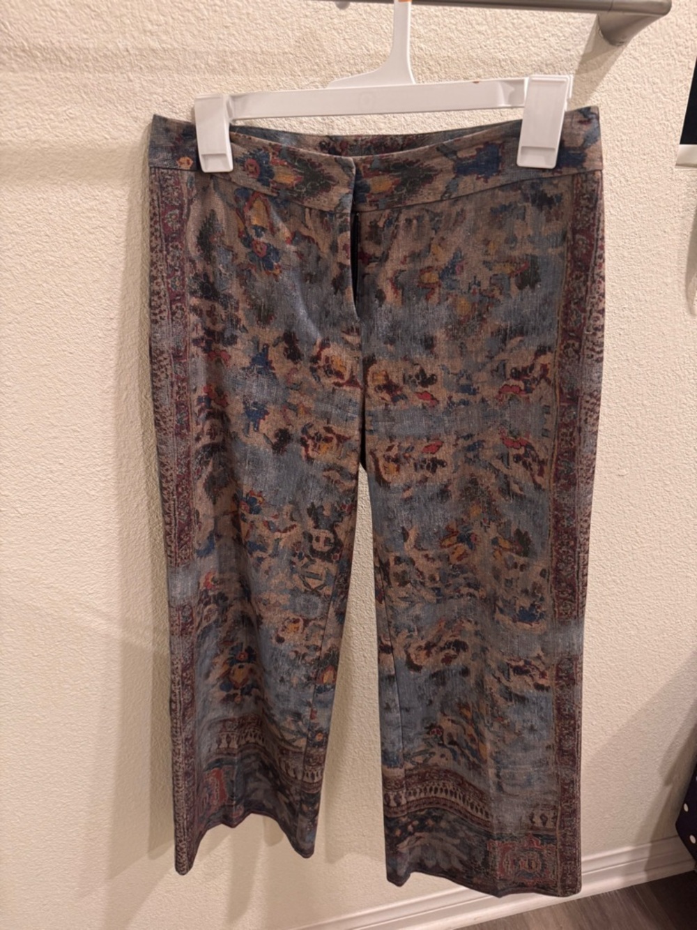 Kobi Halperin Blue Multicolor Patterned Cropped Jeans